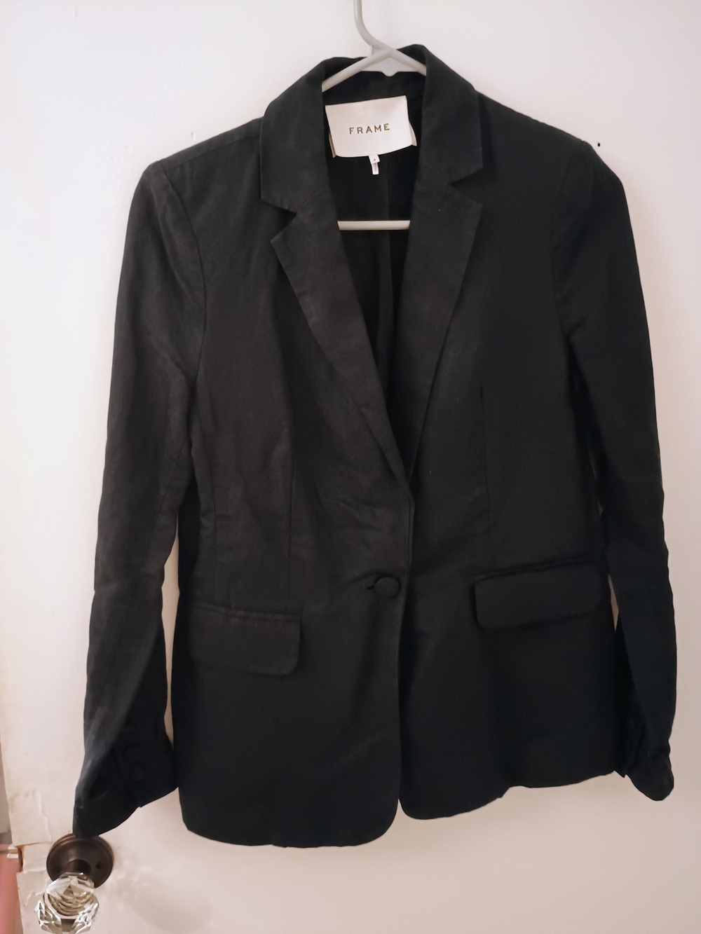 Frame Linen Blend Dark Navyv Women's Tailored Blazer size 4